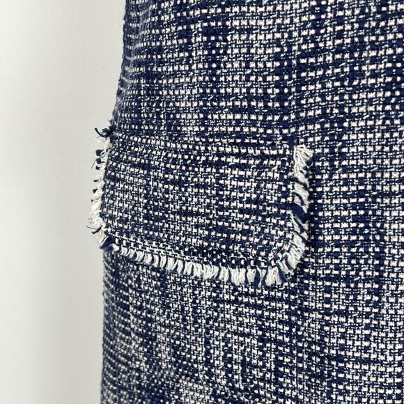 Sail to Sable STS Womens Tweed Fringe Dress Blue White Short Sleeve size 2 - Picture 6 of 12
